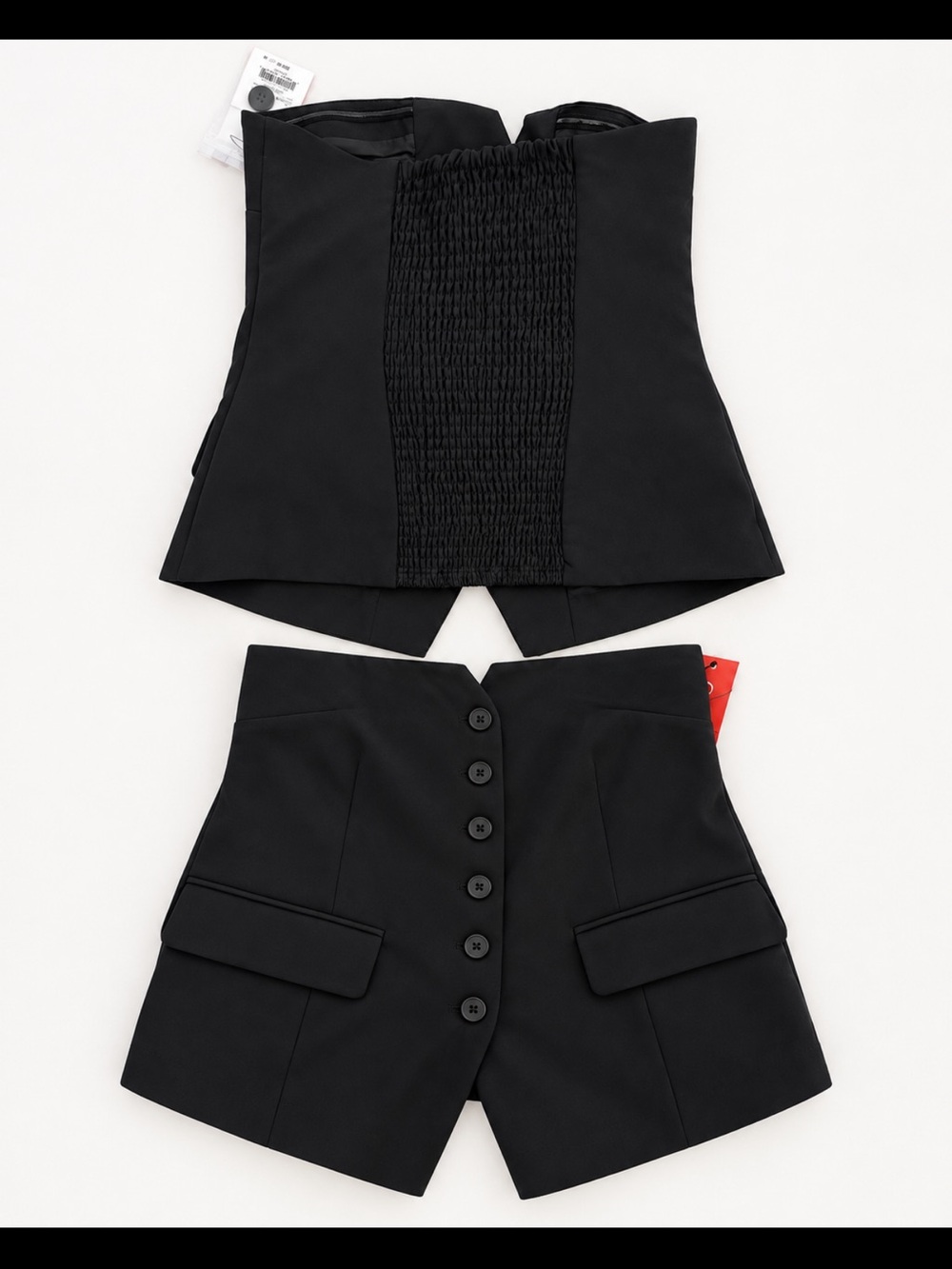 Black High-Waist Button Front Tailored Corset